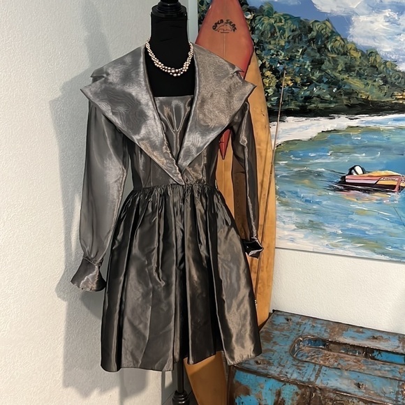 VTG(Rare),Lola Berent,Stunning Evening, Metallic Silver Cocktail Dress,Size 4 - Picture 16 of 16